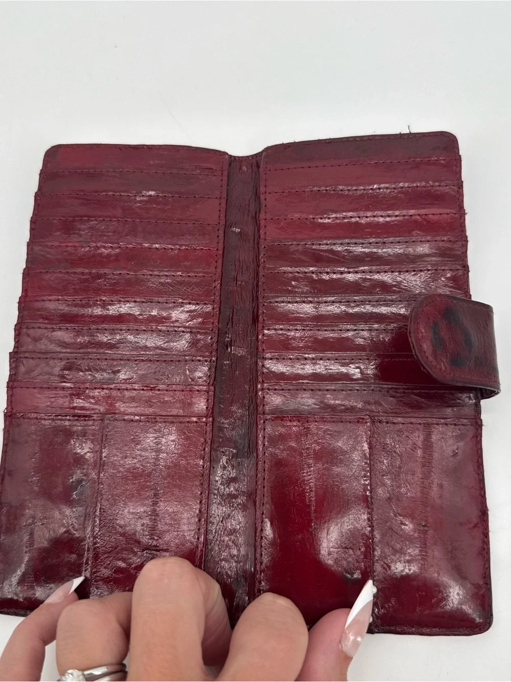 Lee Sands Red Eel Skin Vintage Wallet Korea